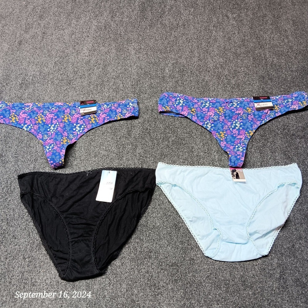 NWT 4 Pack of Various Underwear Panties Women 3XL XXXL Blue Floral Thong Briefs